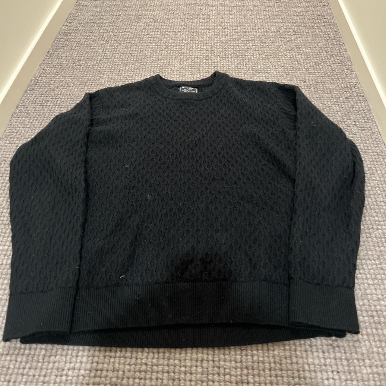 Black knitted abercrombie and fitch sweater size XL - Depop