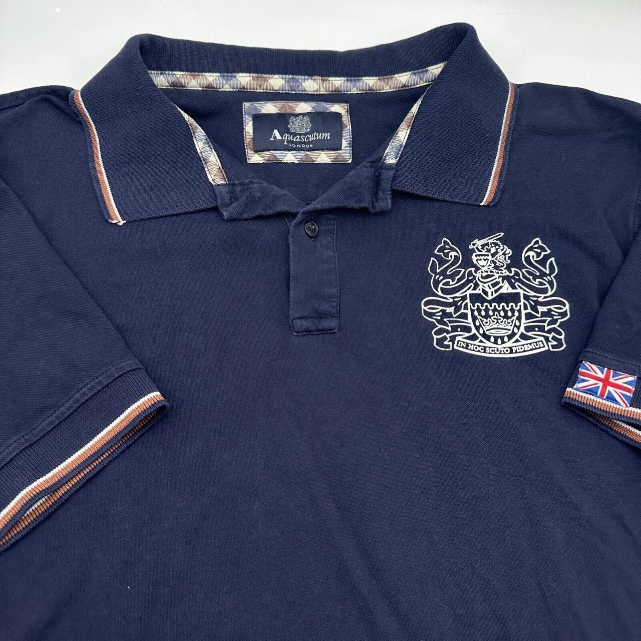 Aquascutum London Polo Shirt Navy Cotton Short Depop