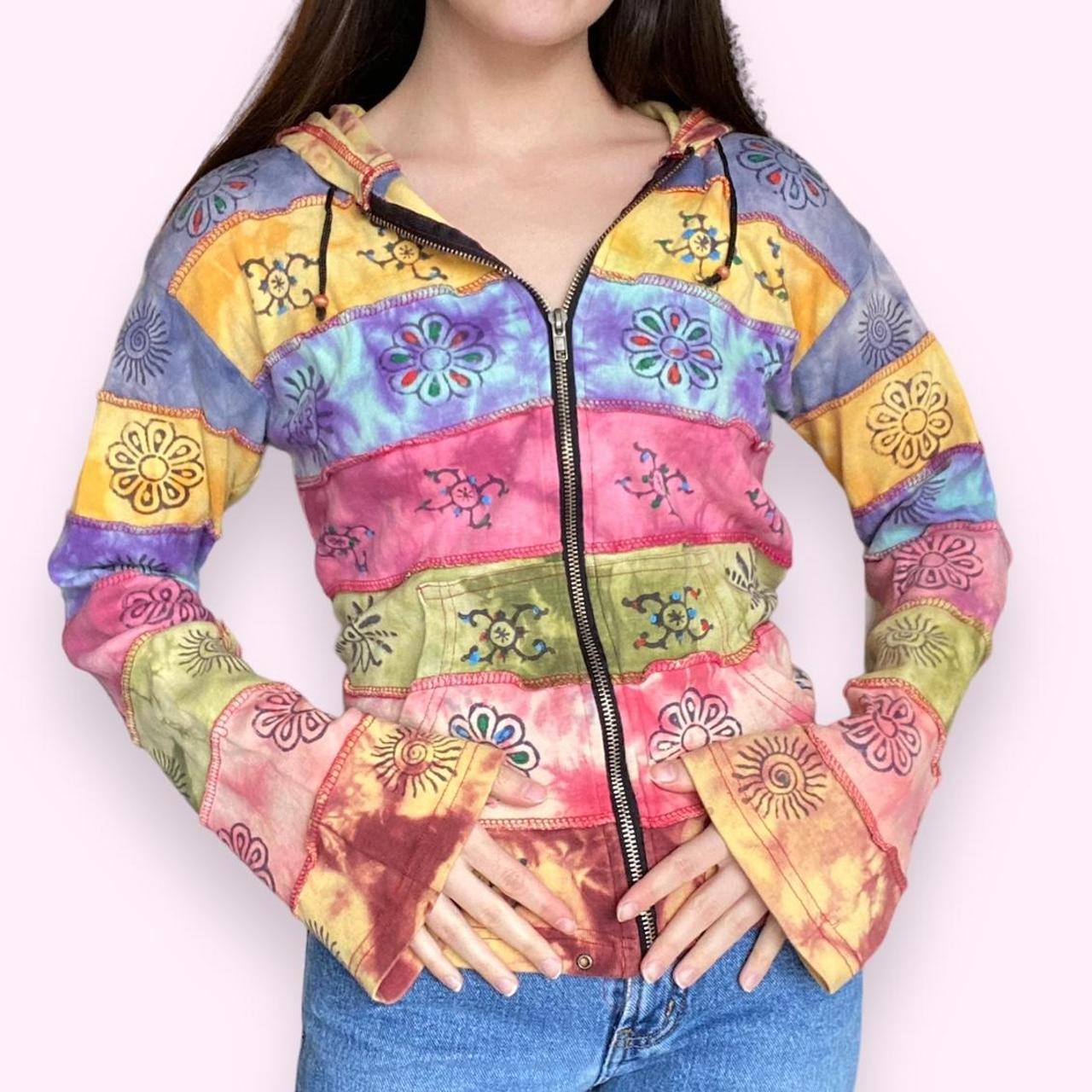 Patchwork hoodie hippie hot sale