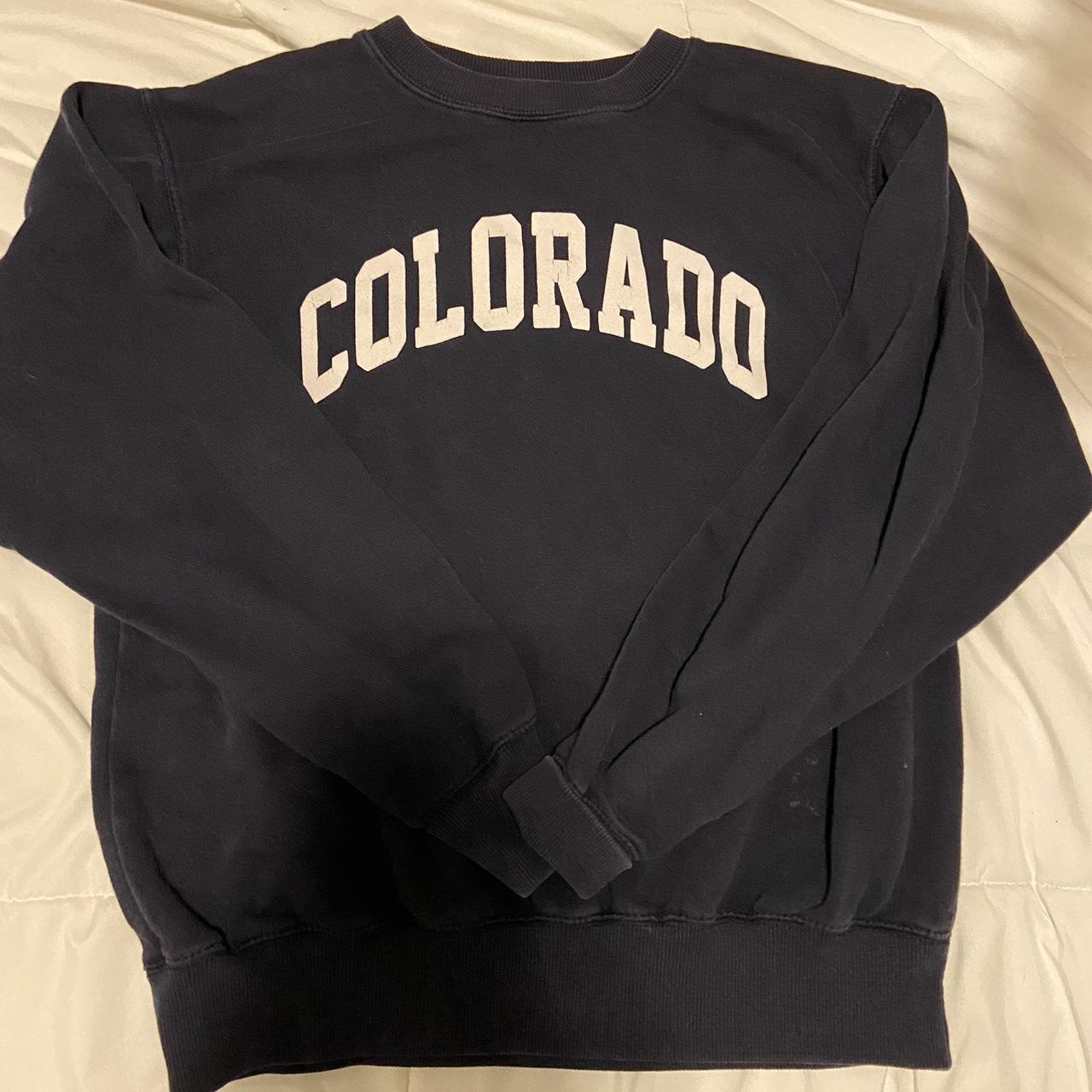 navy blue brandy melville colorado crewneck fits a... Depop