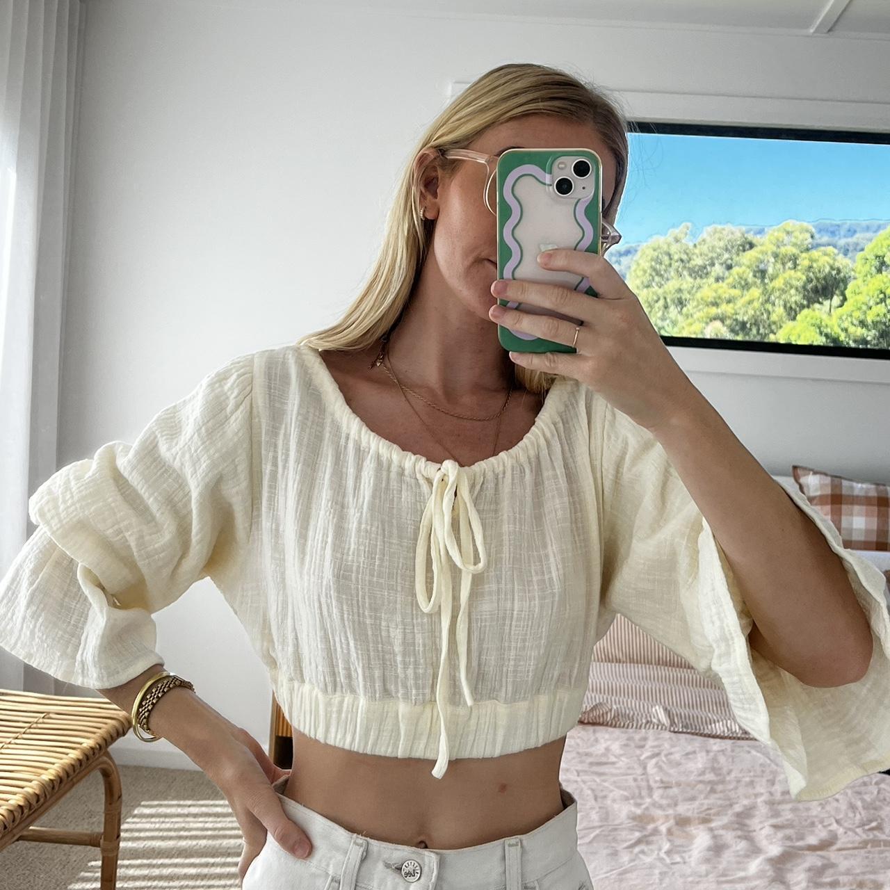 Cute Cream Backless top Only worn a couple of... Depop