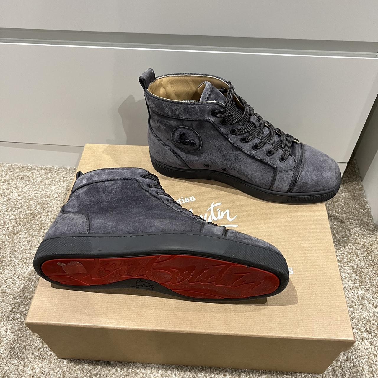 Mens grey suede louboutin trainers sale