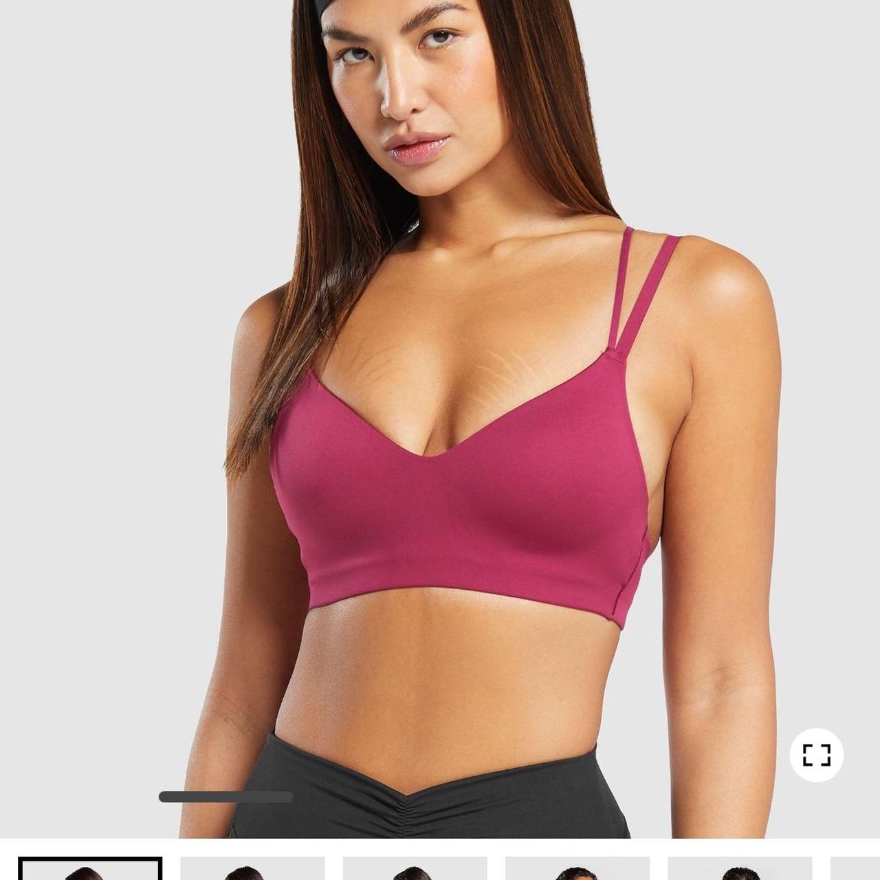 pale pink gymshark halter sports bra (pictures from - Depop