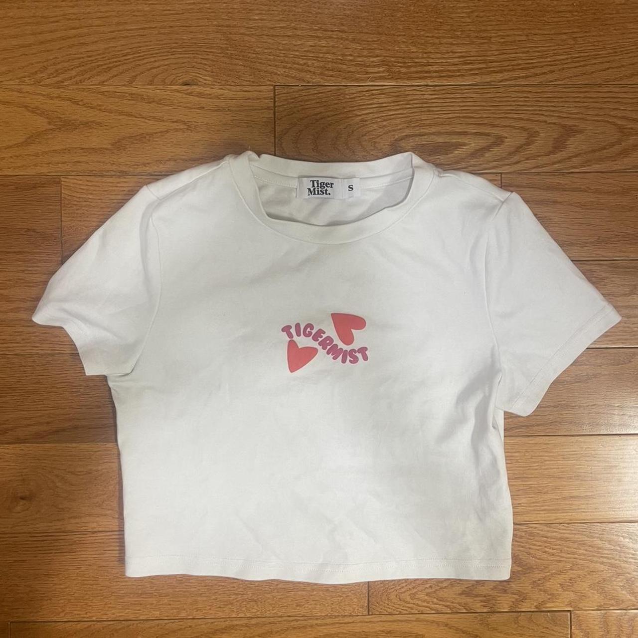 Tiger Mist Women's White and Red T-shirt | Depop
