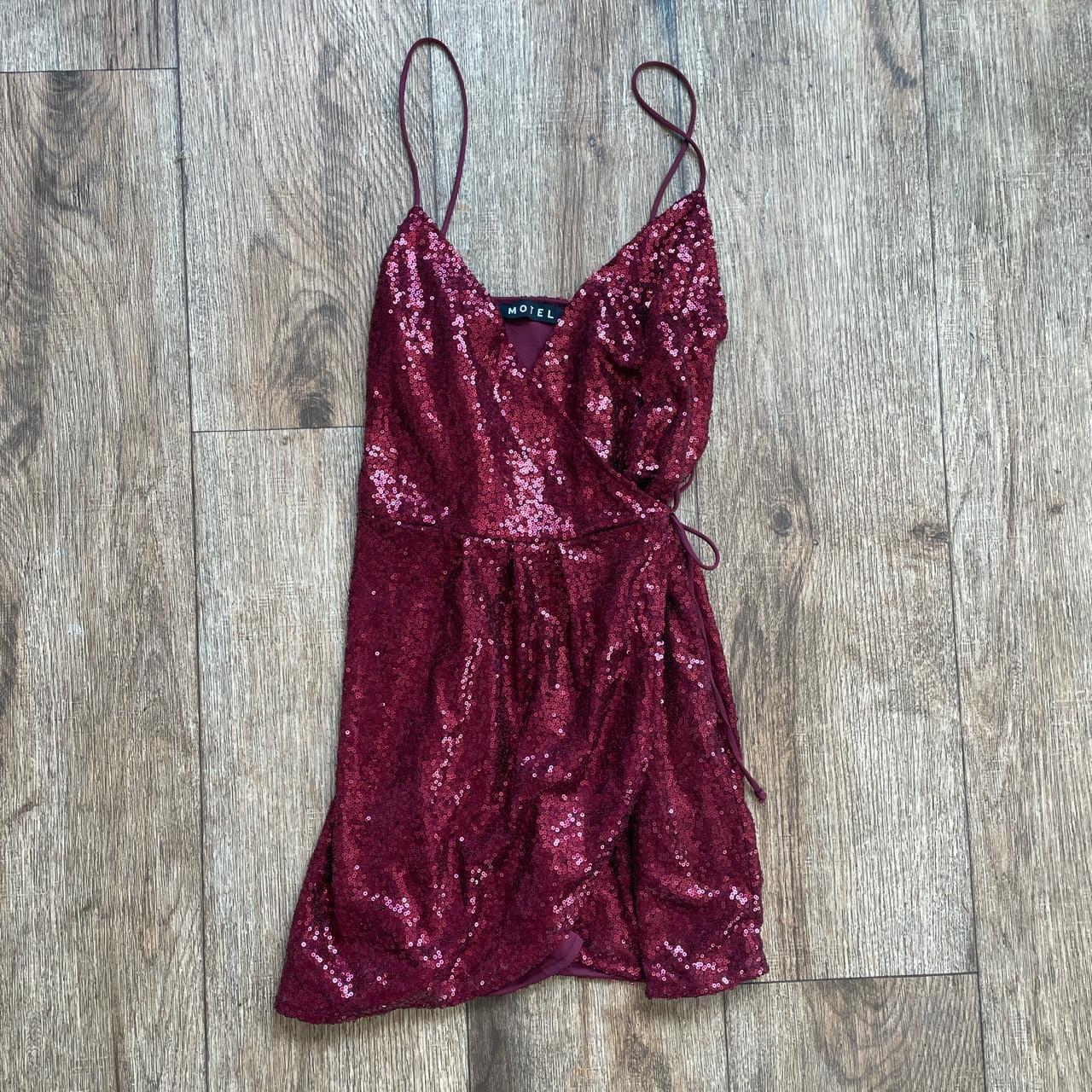Motel Red Mini sequin wrap dress size Small