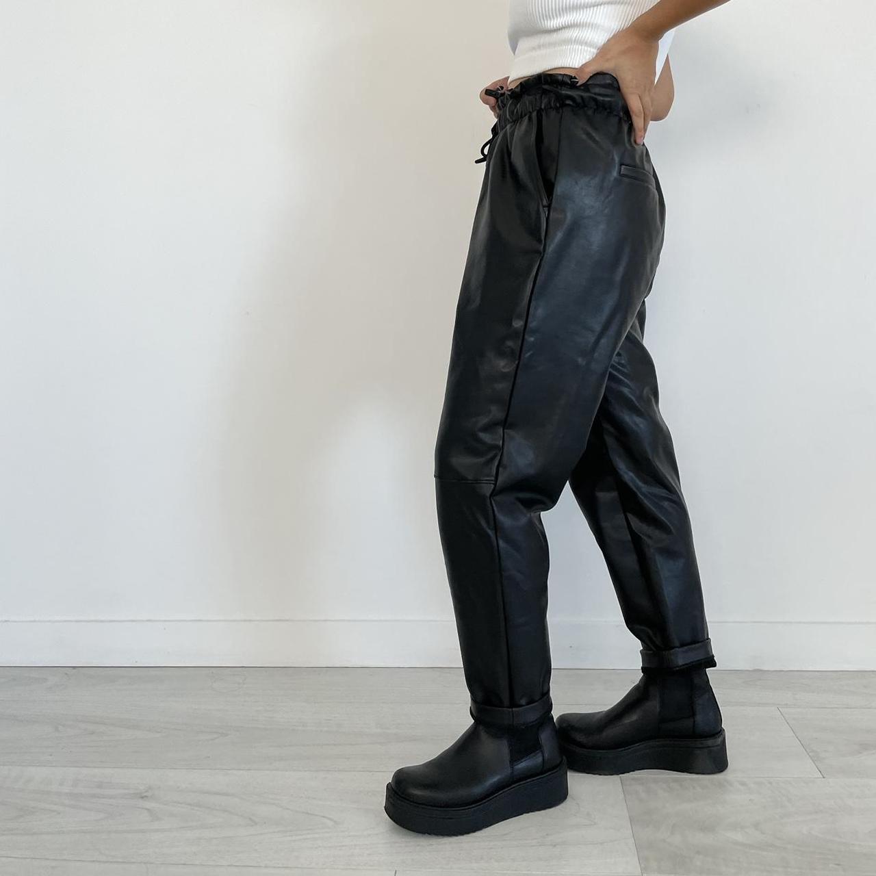 Vegan Leather Pleated High Rise Joggers * * * who... - Depop