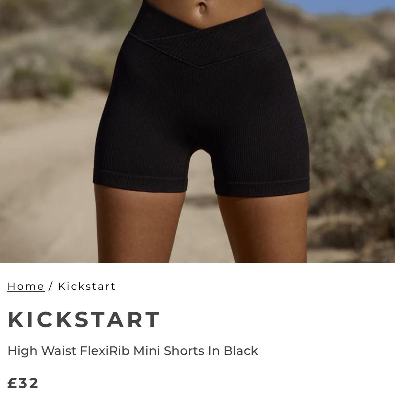 Kickstart High Waist FlexiRib Mini Shorts in Black