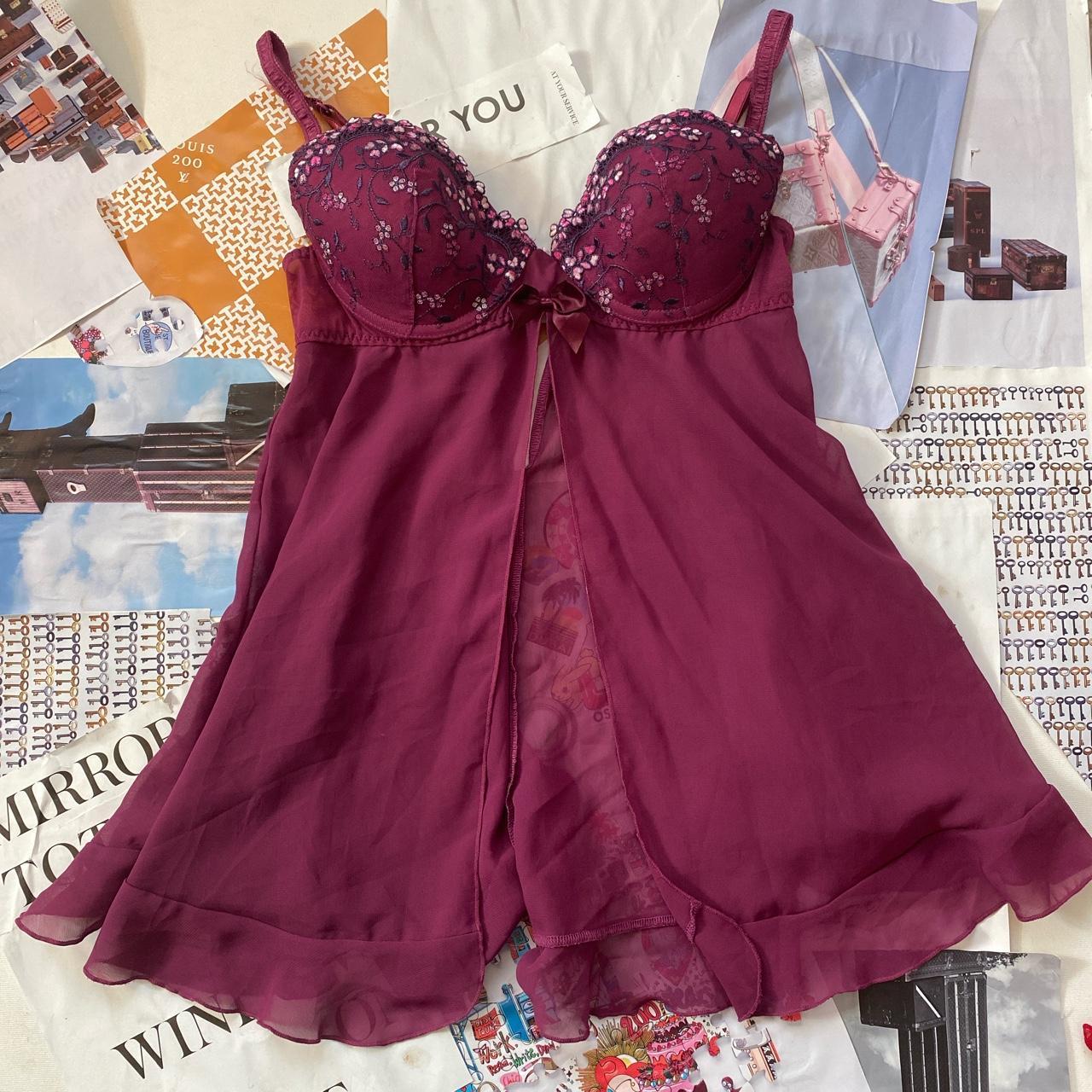 Open front cami chemise material with inbuilt bra... - Depop