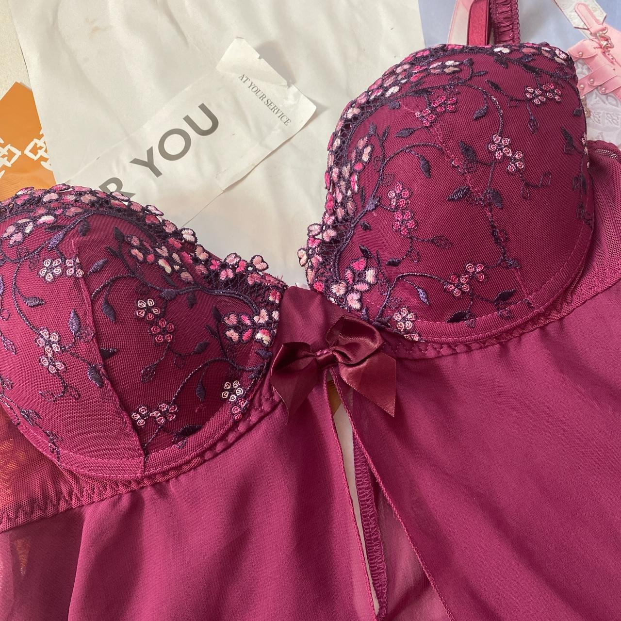 Open front cami chemise material with inbuilt bra... Depop