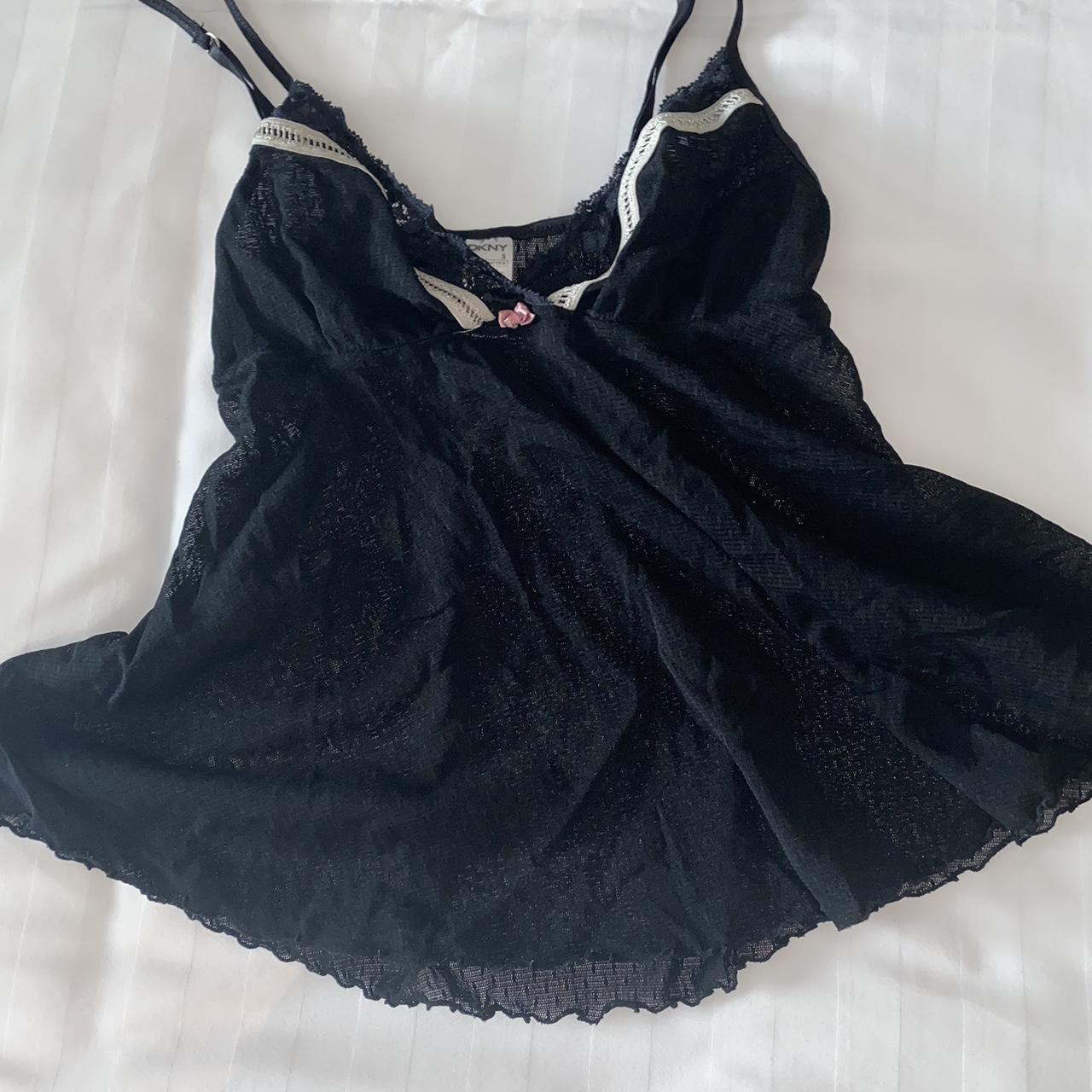 DNKY Cami Black lace Babydoll Size S Adjustable... - Depop