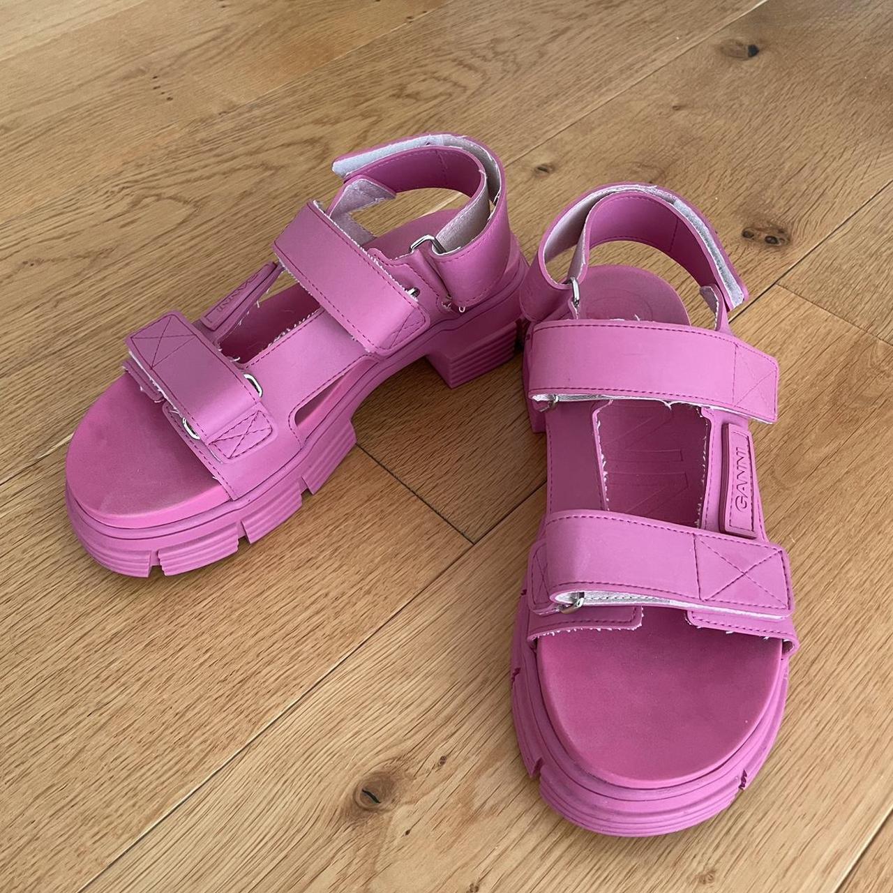 Pink Ganni lug sole chunky sandals, size