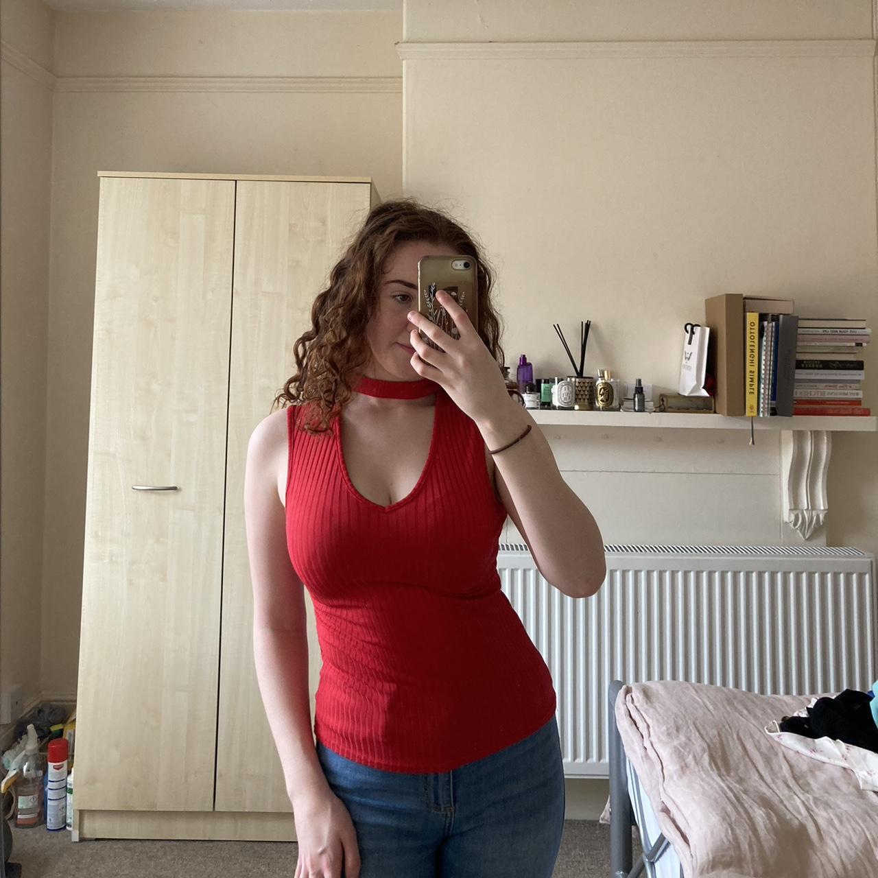 Red plunge top with neck detail ️ ️ IMPORTANT:... - Depop