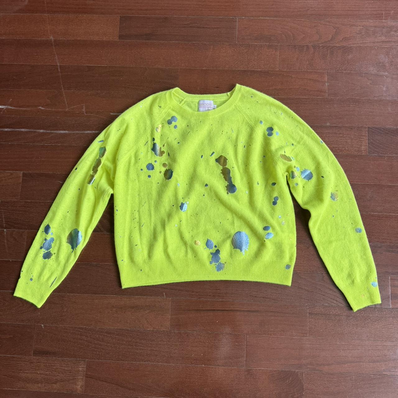 Neon Yellow Metallic Paint Splatter Brodie 100 Depop