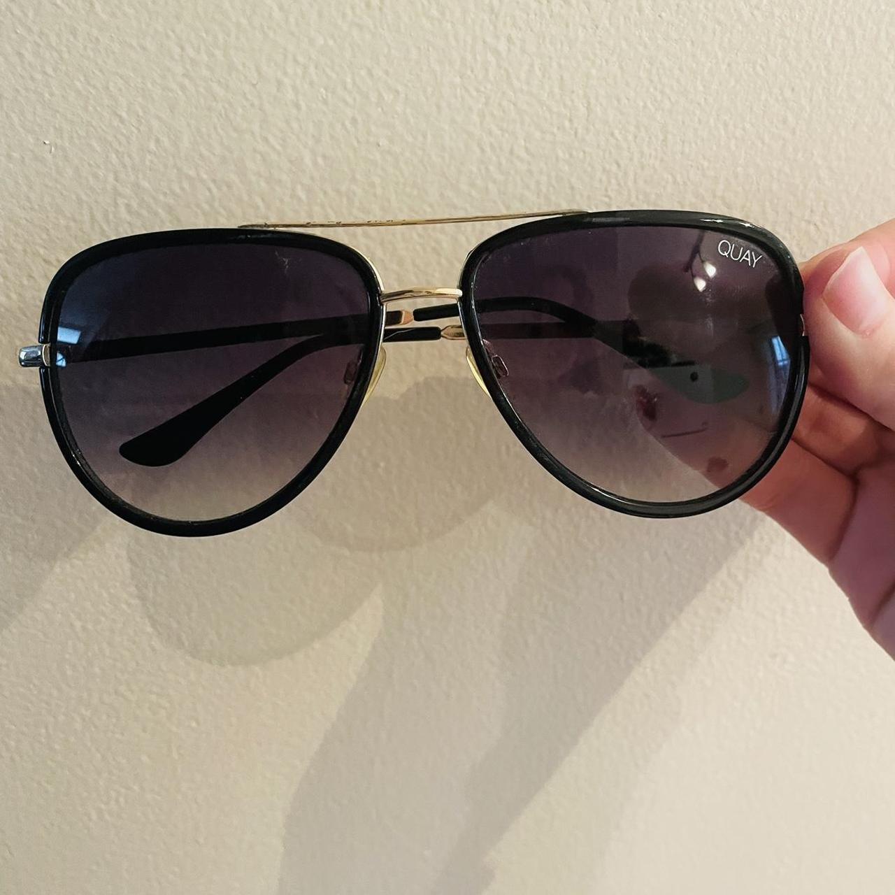 Women's Black and Gold Sunglasses | Depop