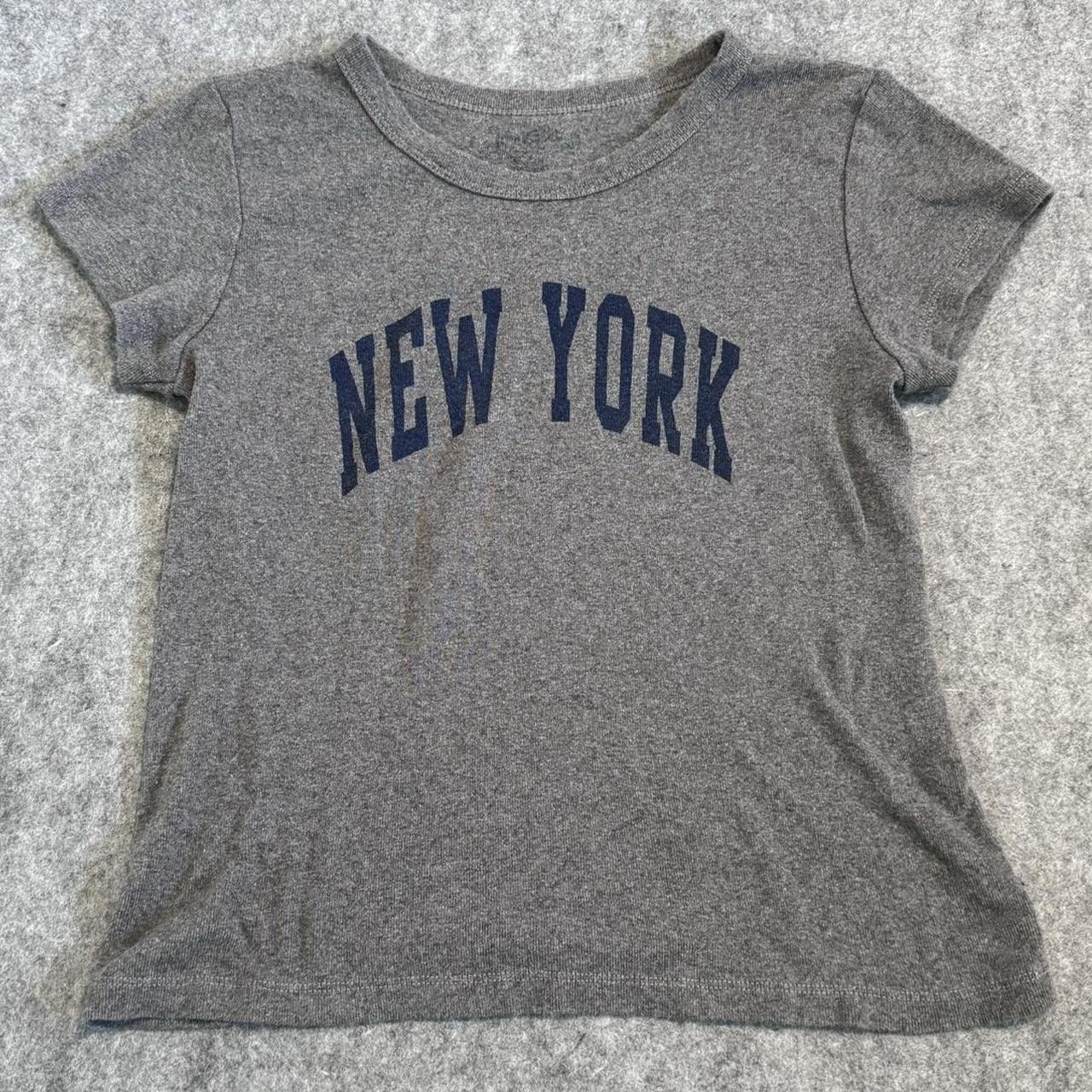 brandy melville grey hailie new york shirt. lightly... - Depop