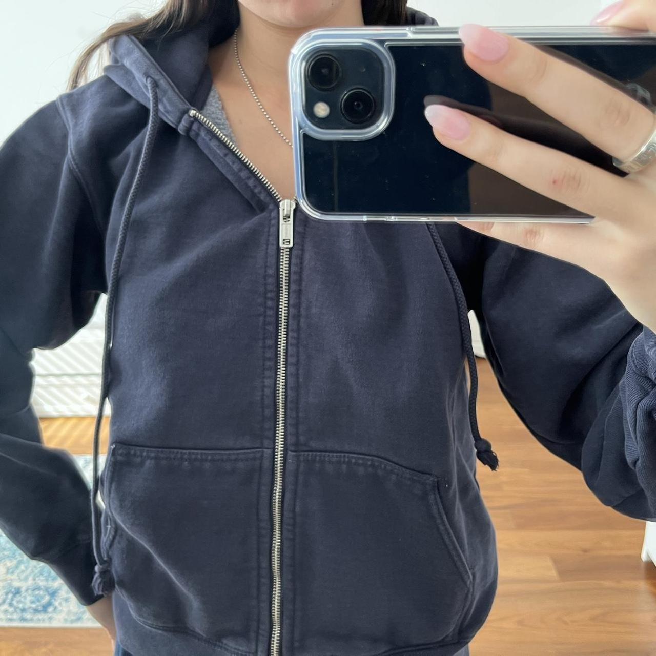 Brandy Melville Women's Navy Hoodie Depop