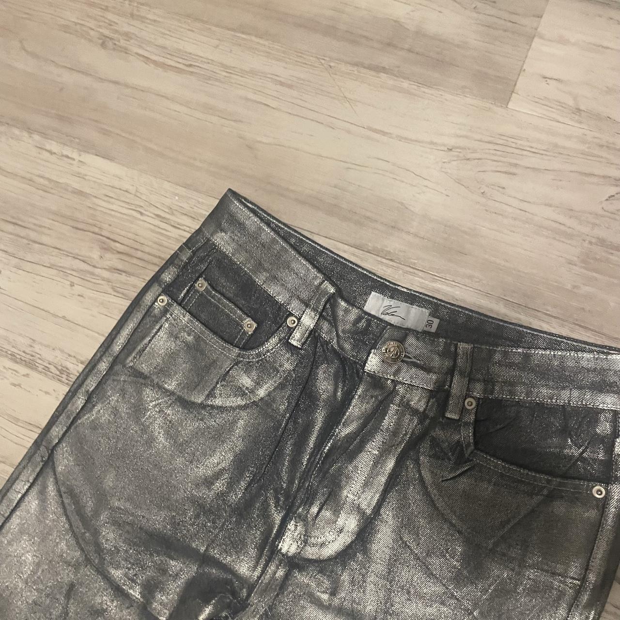 Vale Lives Silver Stacked Jeans 30W x 40L Fits... - Depop