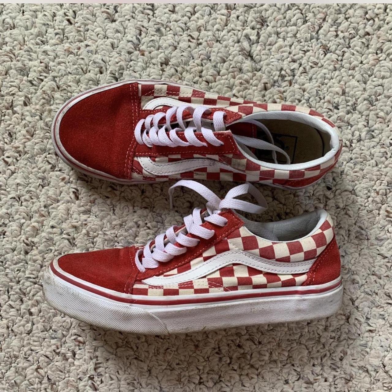 Red checkered Vans Depop