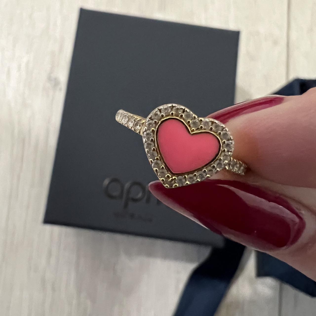 APM Monaco gold pink heart ring size 48 worn for Depop