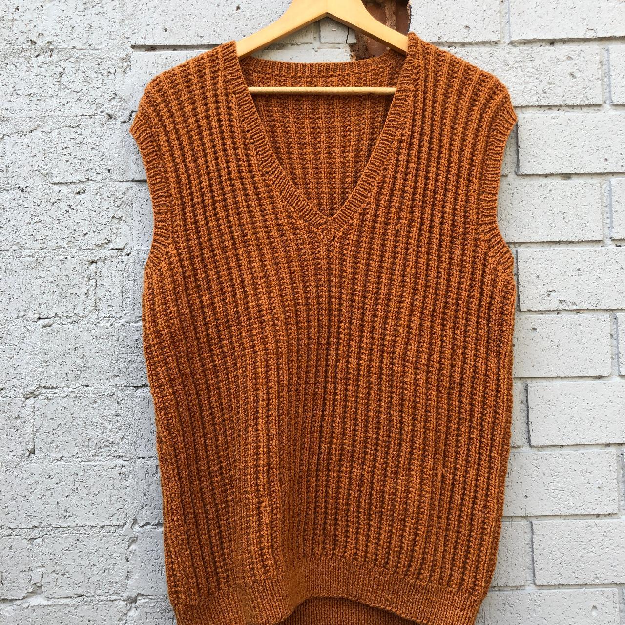 Knitted v neck vest Oversized on a size 12 Depop