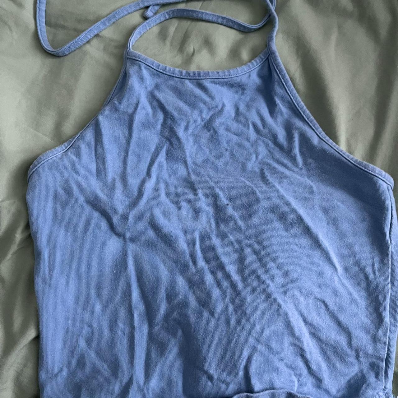 Brandy Melville Baby Blue Halter Top Slight cropped... Depop