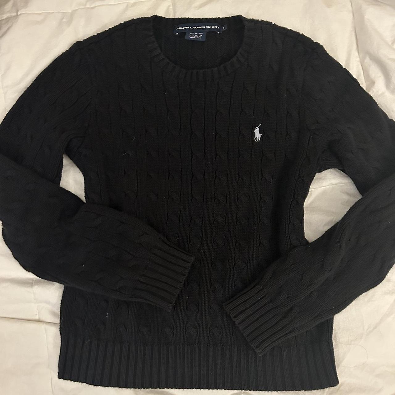 ralph lauren black cable knit sweater • kids size... - Depop