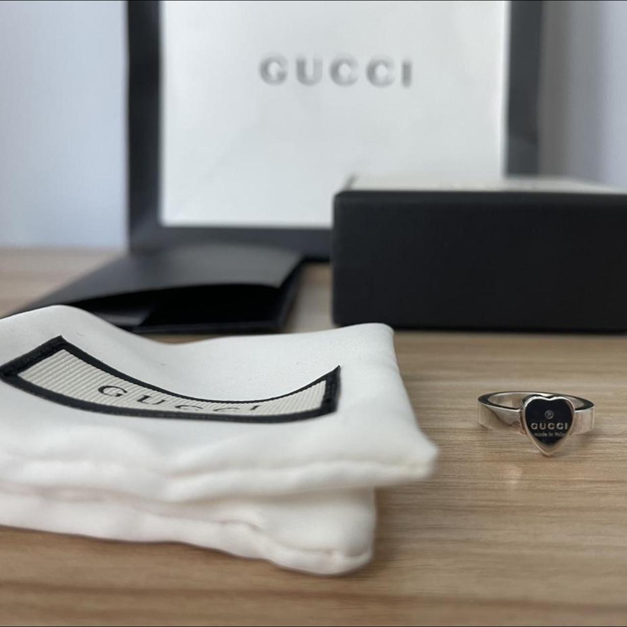 Gucci trademark ring with heart pendant Brand new,... - Depop