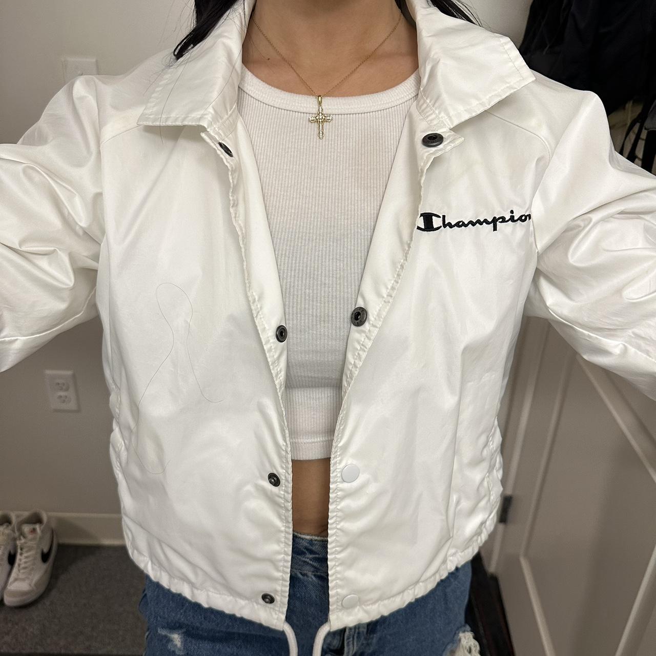 Champion Women's White Jacket Depop