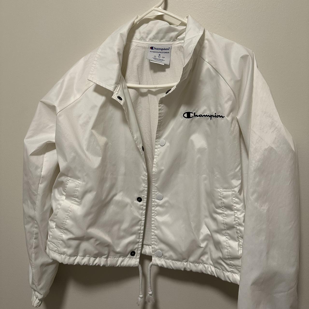 Champion Women's White Jacket Depop