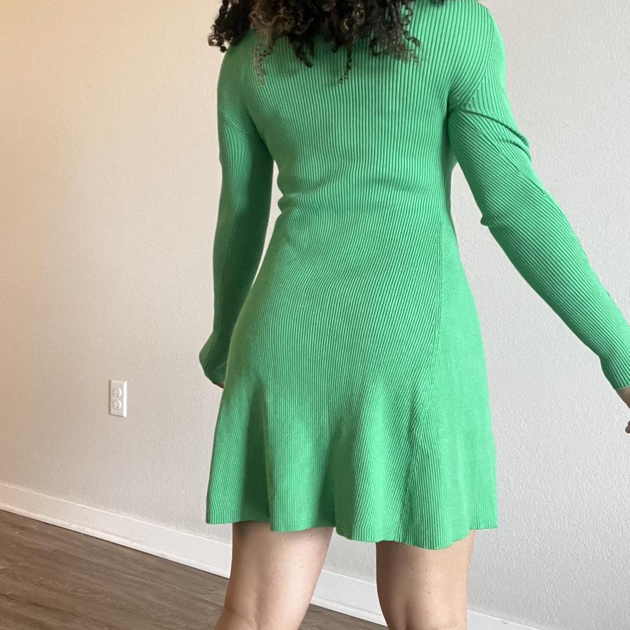 Green long sleeve turtleneck Zara mini dress. Size... - Depop