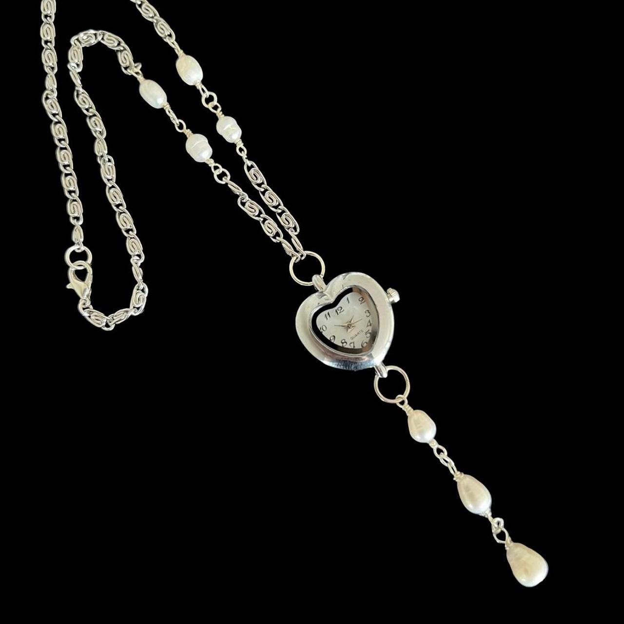 ROSARY SILVER HEART CLOCK NECKLACE Our original... Depop