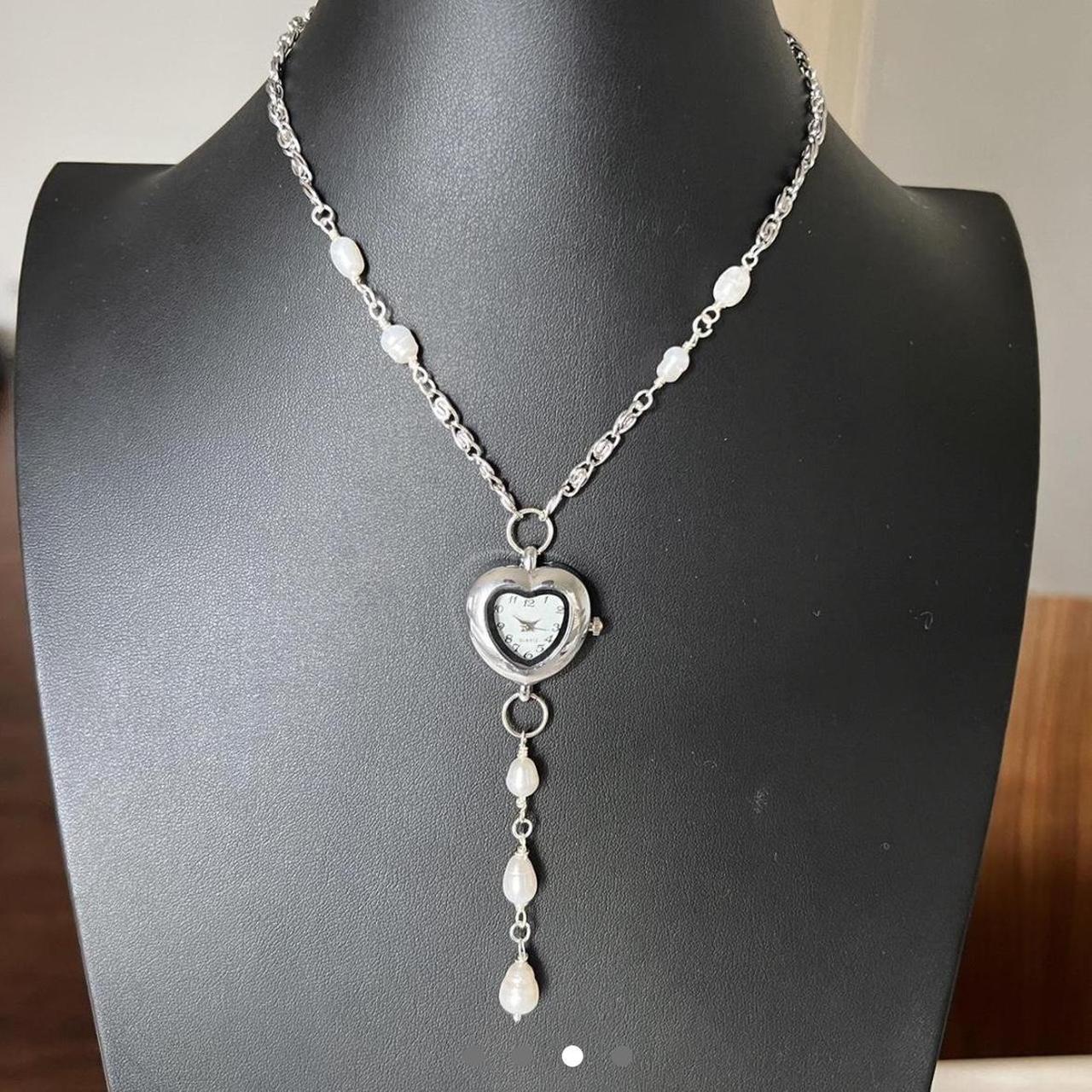 ROSARY SILVER HEART CLOCK NECKLACE Our original... Depop