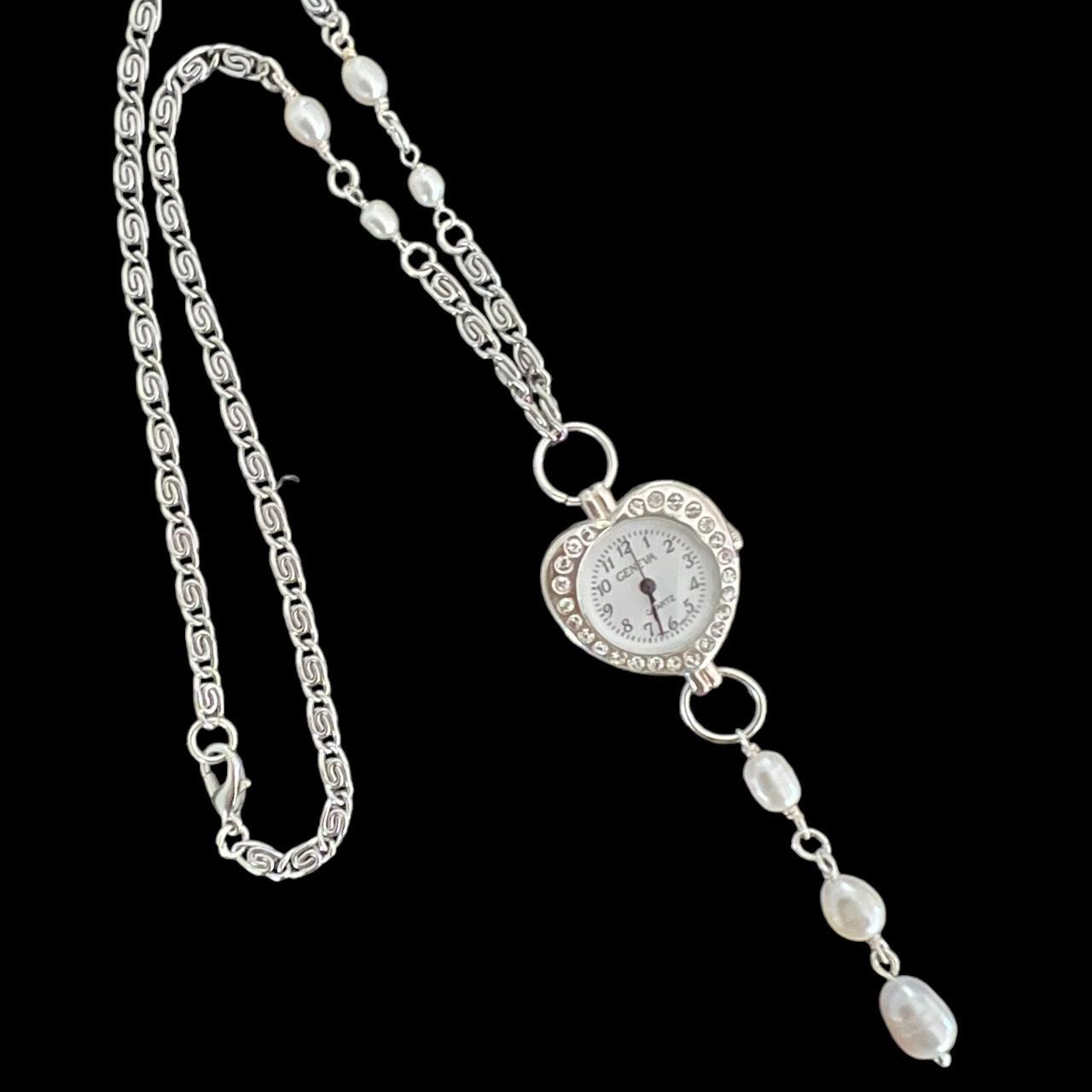 ROSARY SILVER HEART CLOCK NECKLACE Our original... Depop