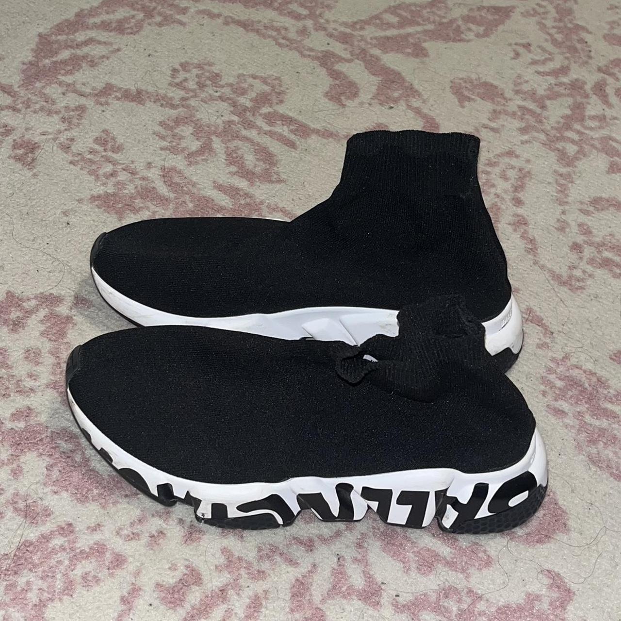 balenciaga trainers black and white