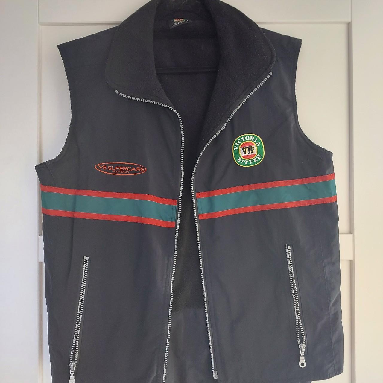 Vintage VB racing vest -fleece lined black... - Depop