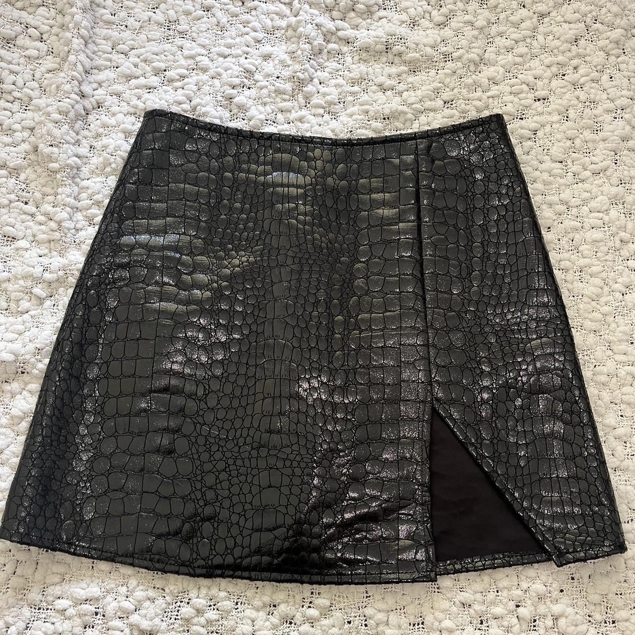 Faux croc skin mini skirt, brand new with tags!... - Depop