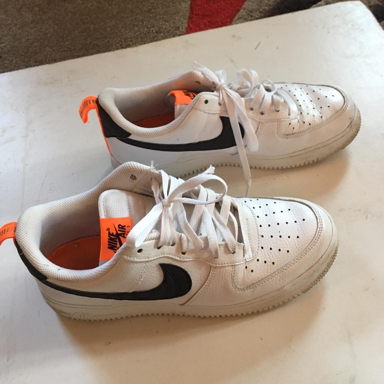 Mens stunning white leather Nike trainers with... - Depop