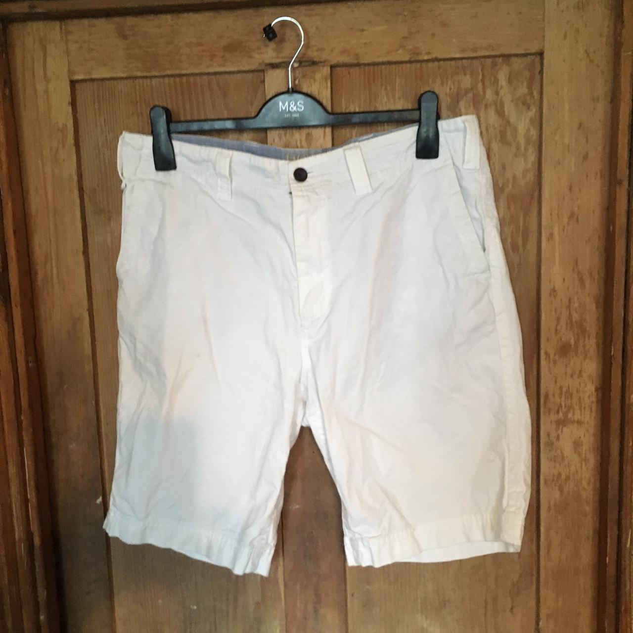 Mens stunning howick white denim tailored shorts... - Depop