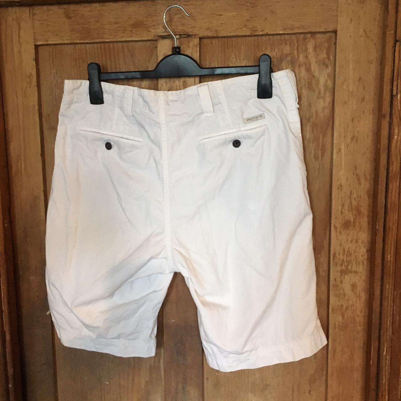 Mens stunning howick white denim tailored shorts... - Depop