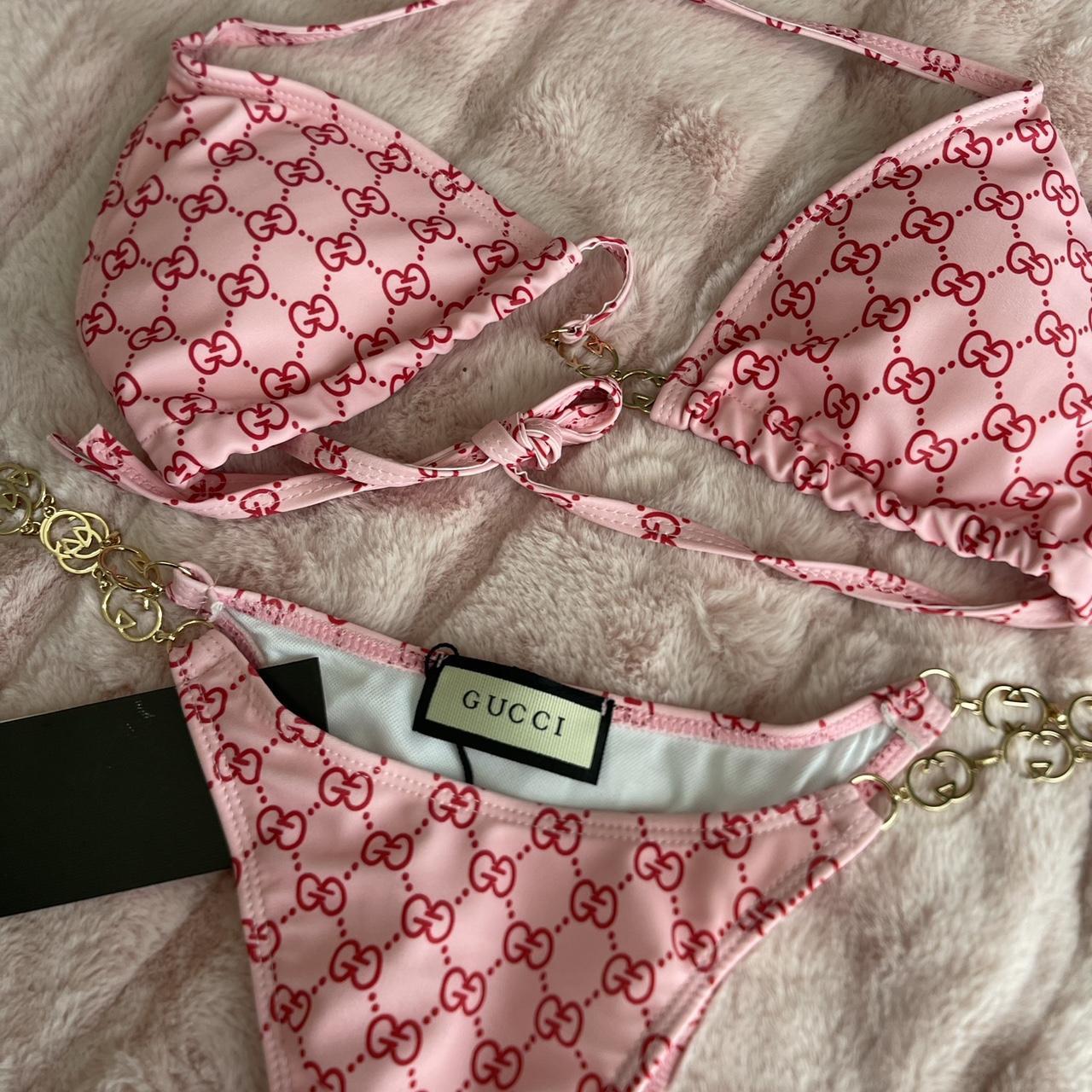 pink gucci swimsuit (dupe) fencefinds gucci Depop