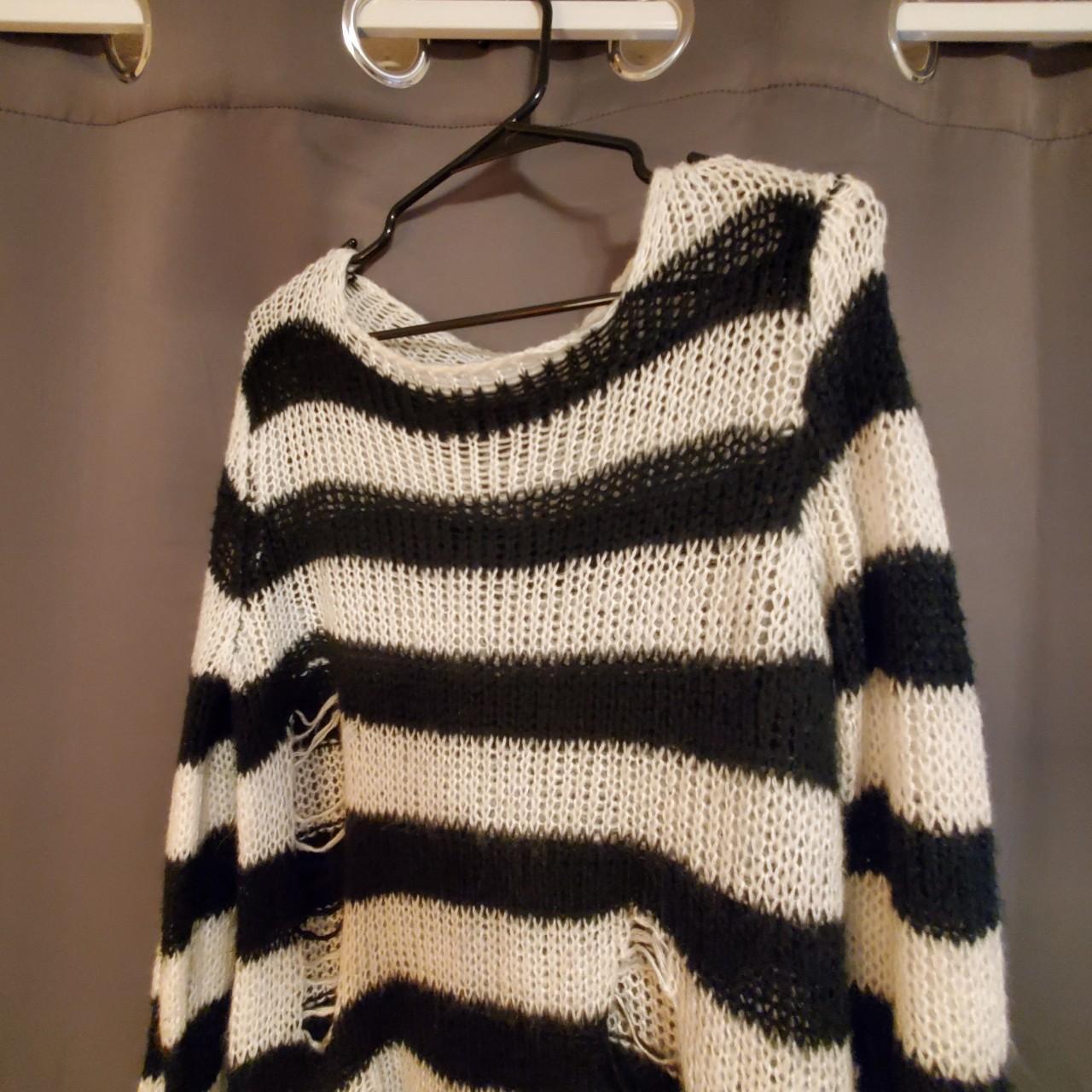 Killstar Women's Black and White Jumper | Depop