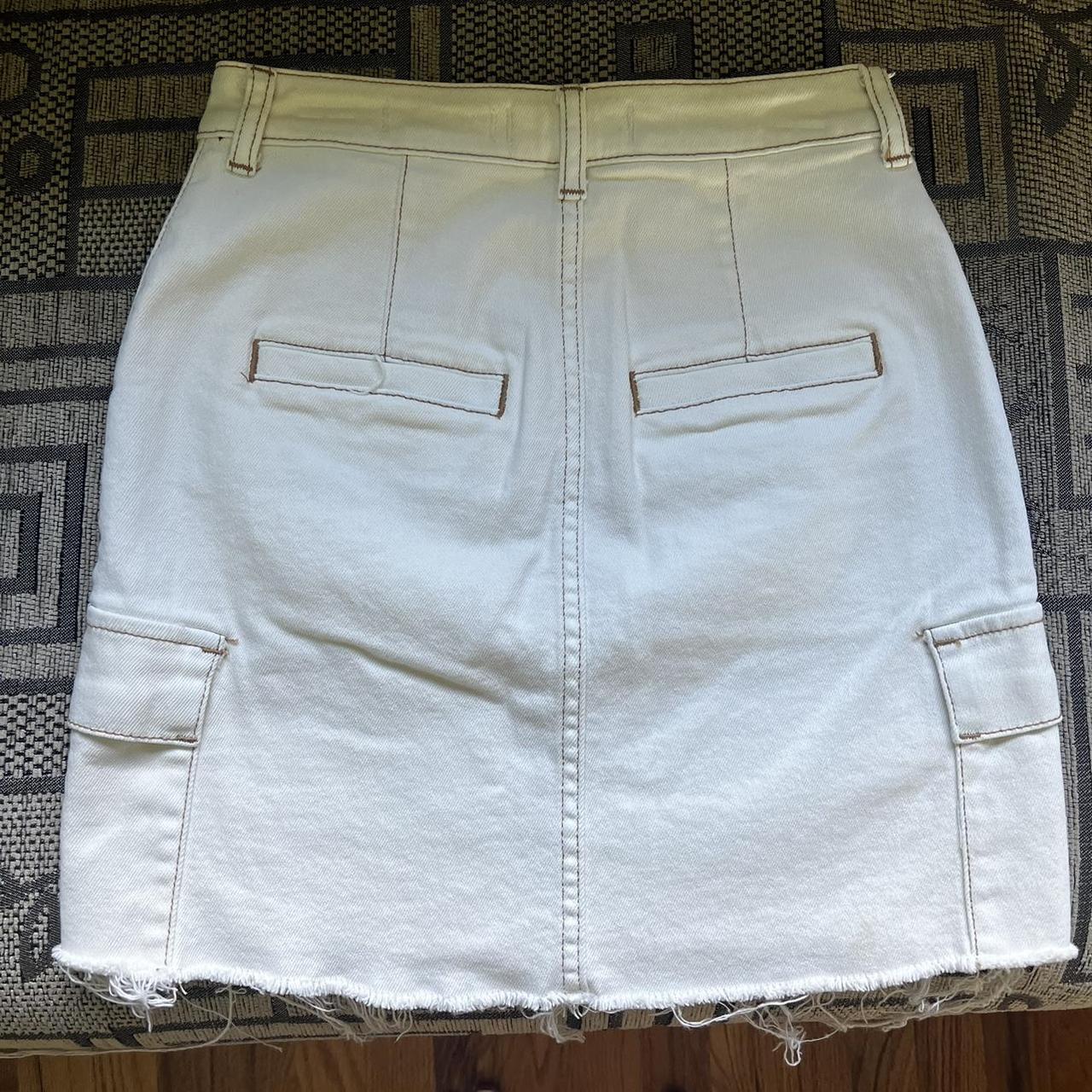 White jean skirt from Hollister. Stretchy material... Depop