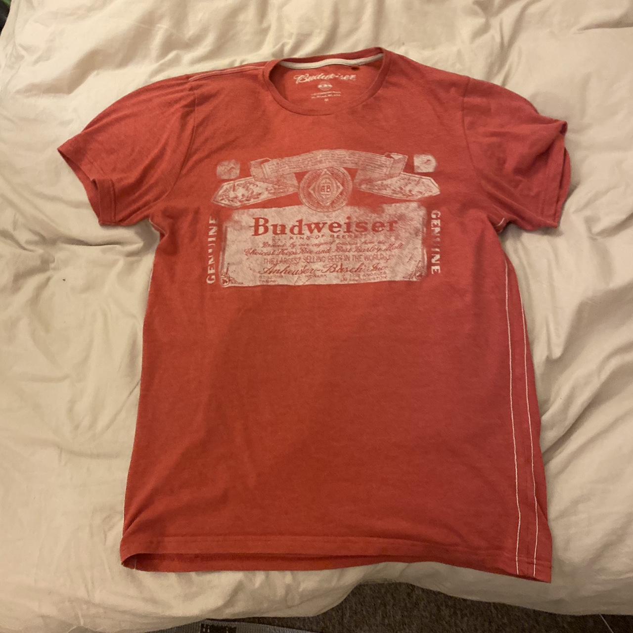 Budweiser Men's Red and White T-shirt | Depop