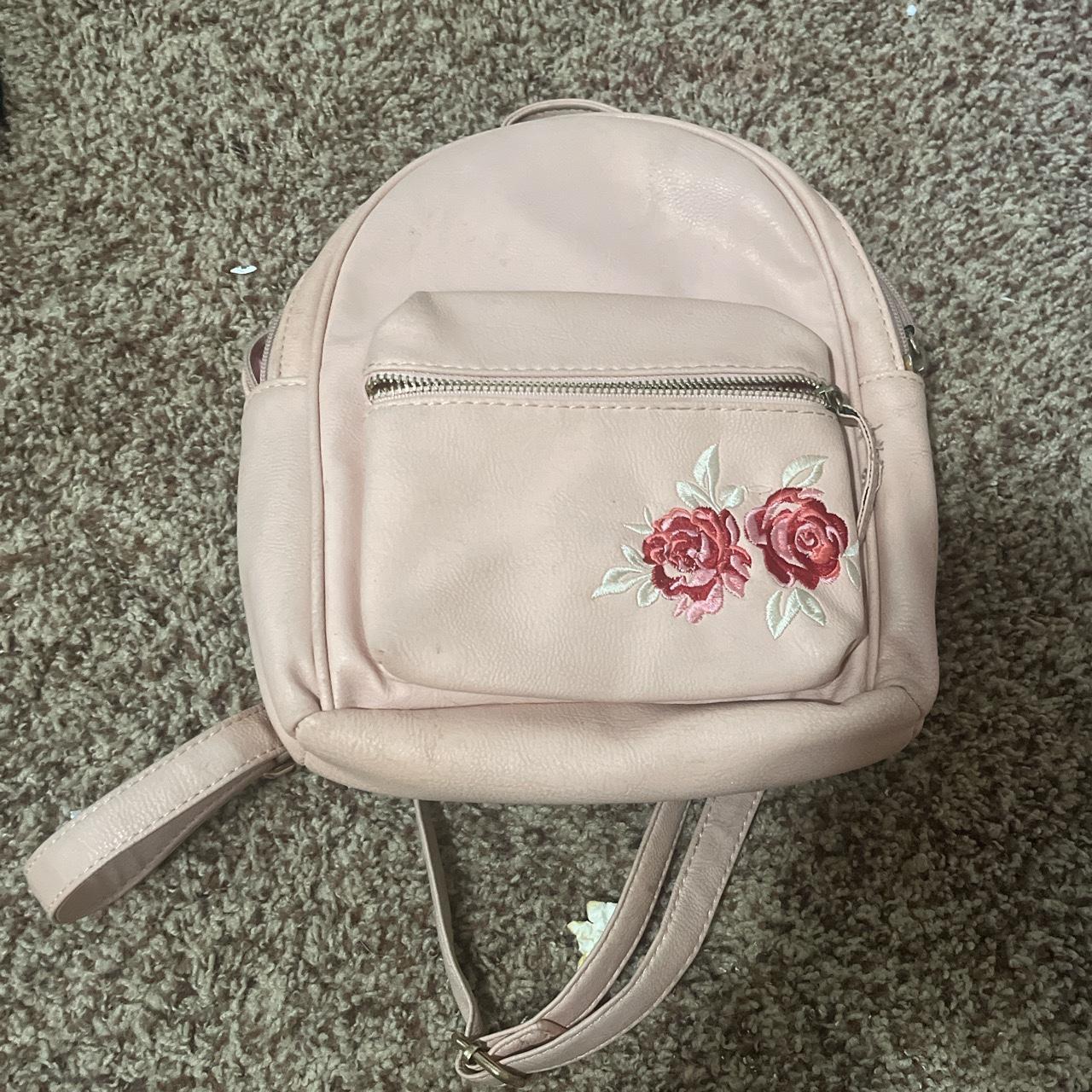 Rose embroidered cheap mini backpack