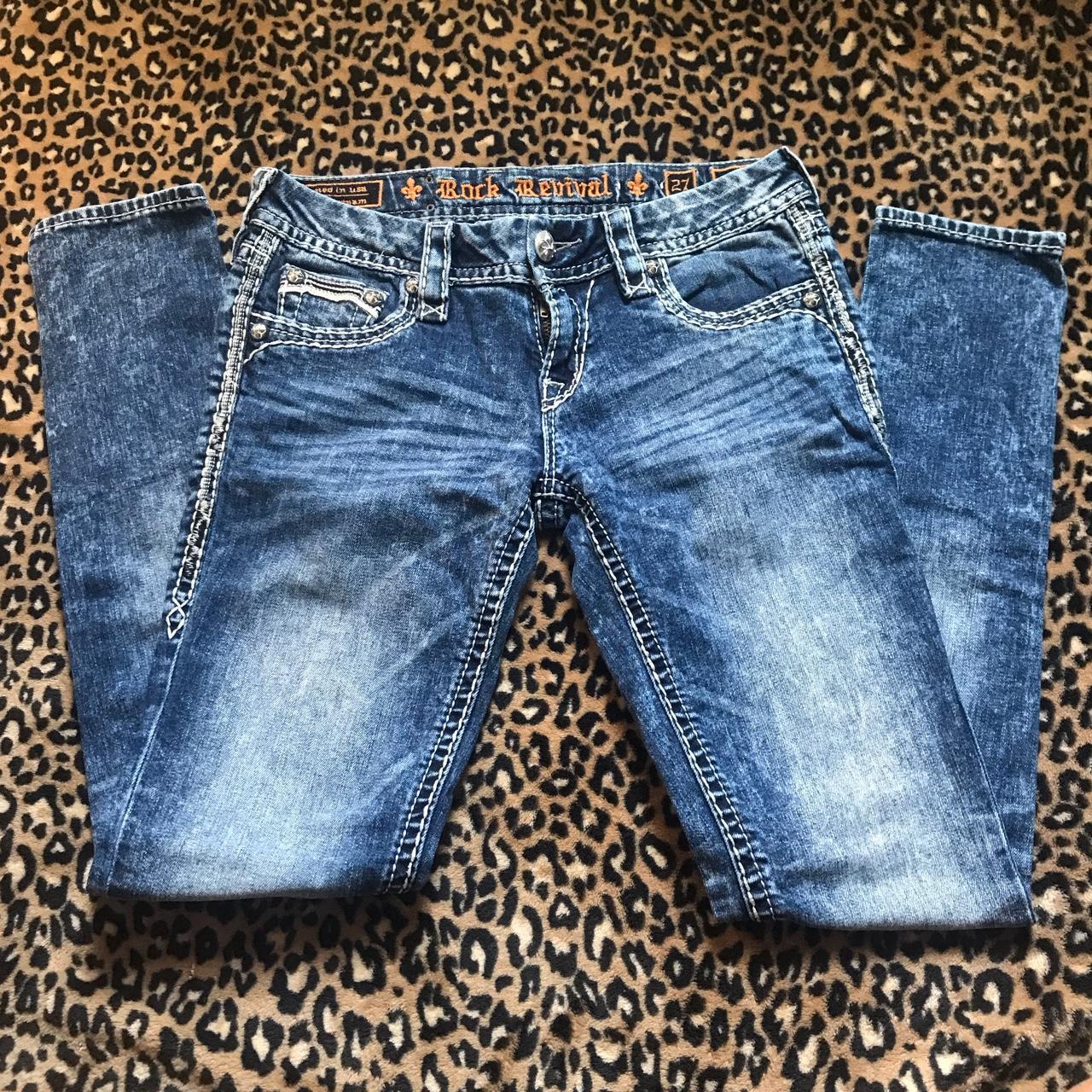 rock revival indie ankle skinny jeans size... - Depop