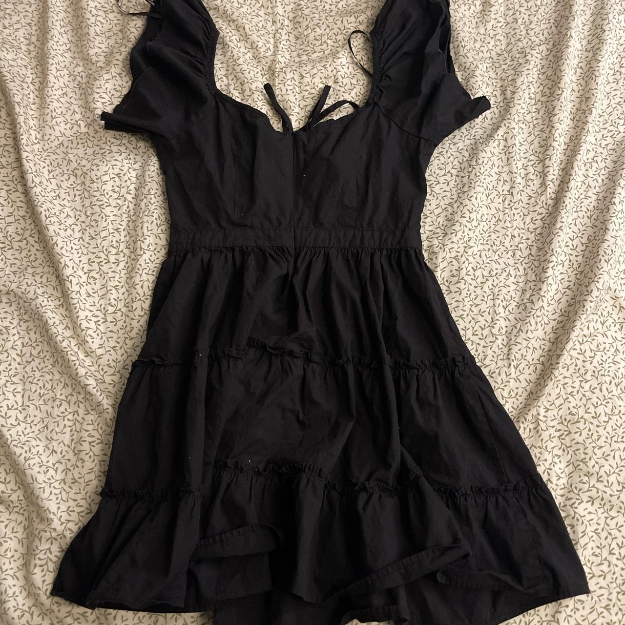 Black forever 21 ruffled mid-length dress Size: S - Depop