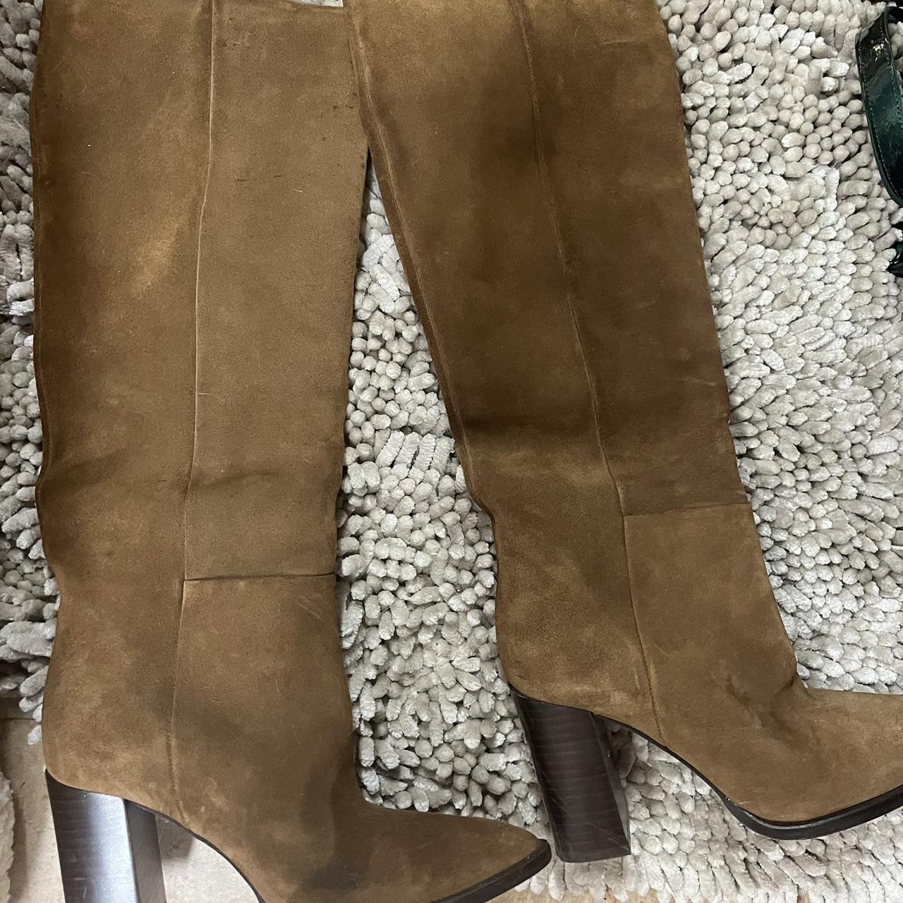 ZARA BLOGGER FAVORITE cheapest HEELED SUEDE KNEE HIGH BOOTS BROWN