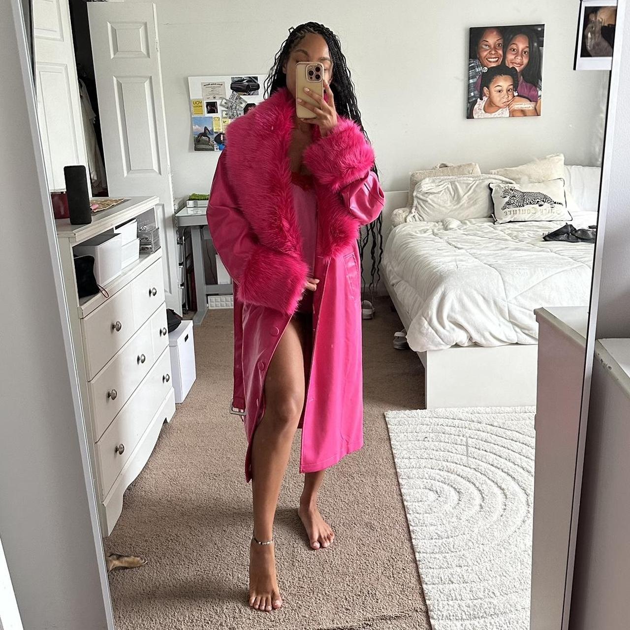 BADDEST OUT FAUX FUR COAT IN PINK