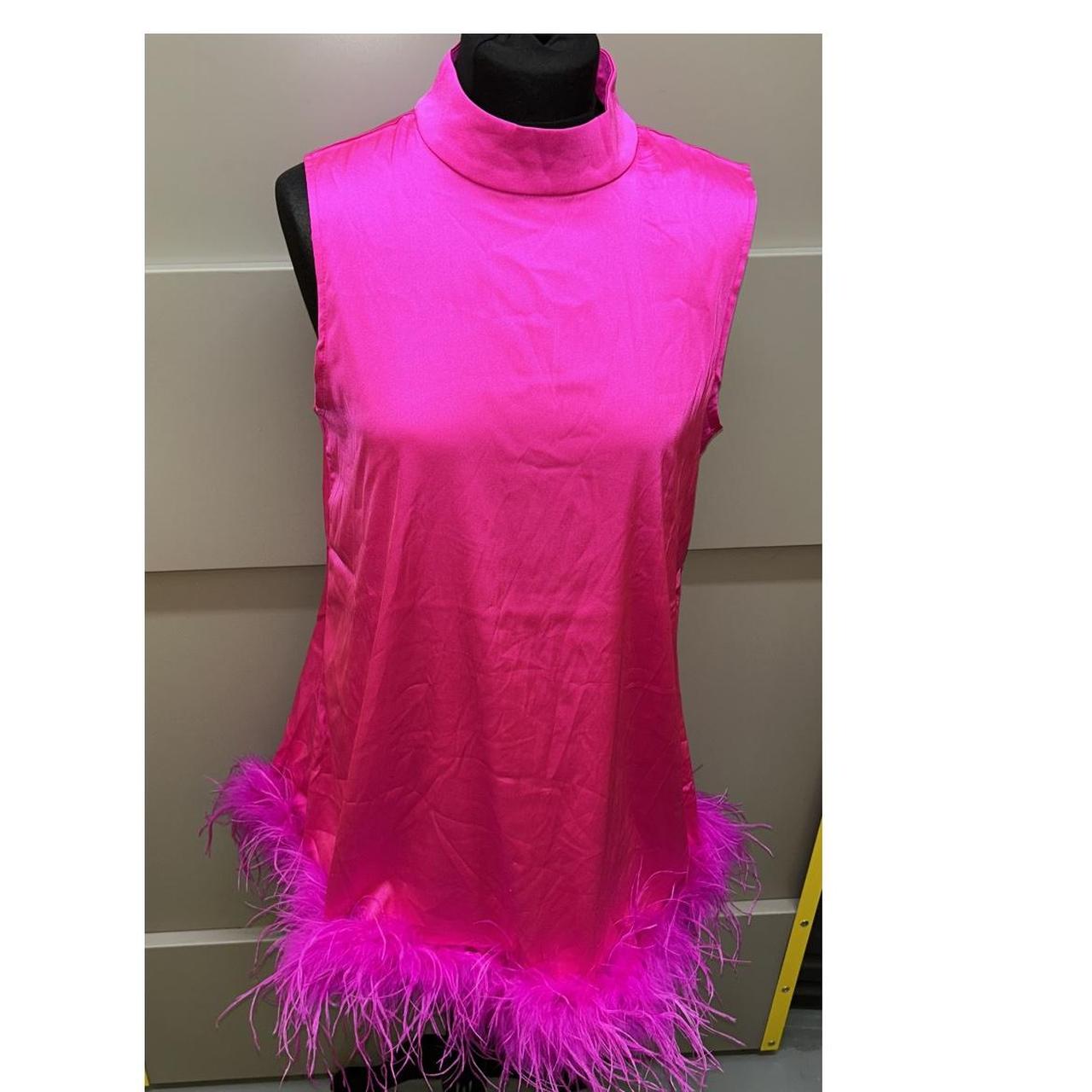 Brand new Fashion nova pink feather dress Size L... Depop