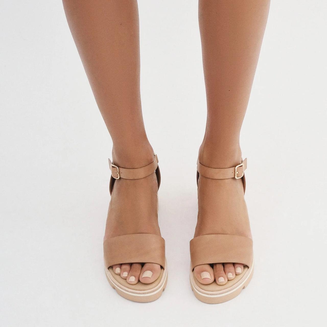 Mid heel wedge sandals best sale